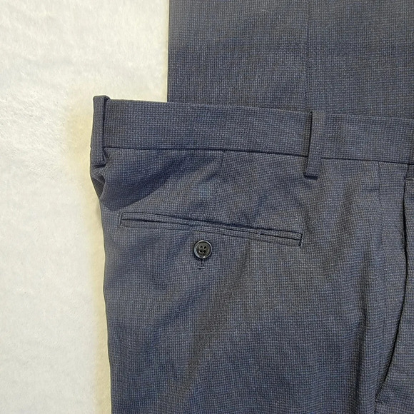 THEORY Mens Mayer Emerson Wool Pants Trousers Navy Suble Checked Size 36 / 34 - Picture 7 of 12